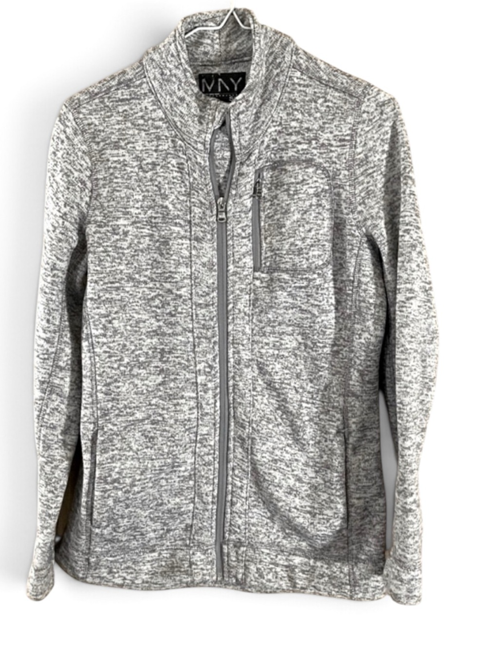 Marc NY Gray Knit Fleece Lined Sweater Jacket
